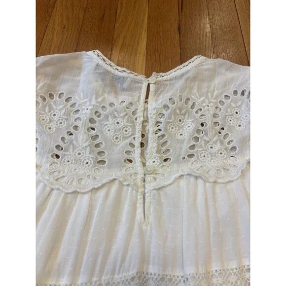 Sea New York Marina White Eyelet Long Sleeve Dress Lace Embroidered Size L - Picture 14 of 16